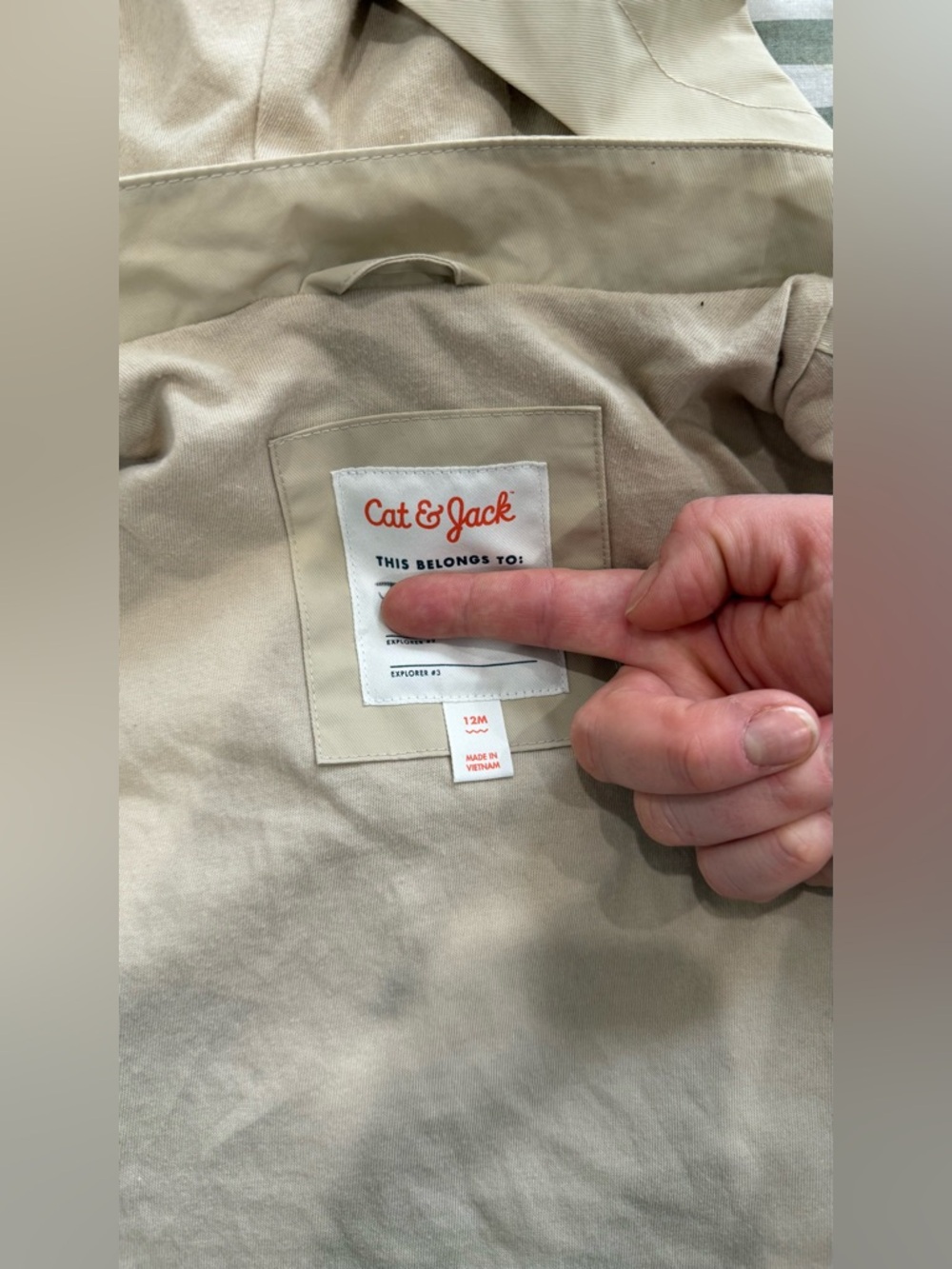 Cat & Jack Beige Hooded Raincoat/Trenchcoat - Picture 3 of 3